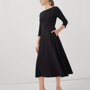 Pact Organic Cotton Fit & Flare Black Dress with Pockets